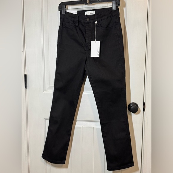 Vervet - Jeanne - High-Rise Stretch Slim Straight Black Jeans - Picture 1 of 10